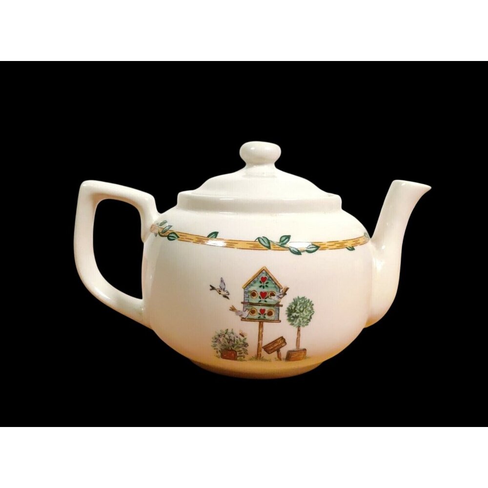 Vintage Thompson Pottery & China Tea Pot Collectable MCM Birds Grandmacore